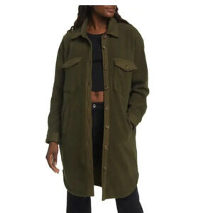 BLANKNYC Long Fleece Shacket in Olive green size Large